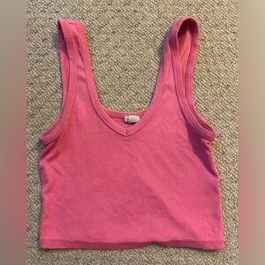 V-neck pink tank top